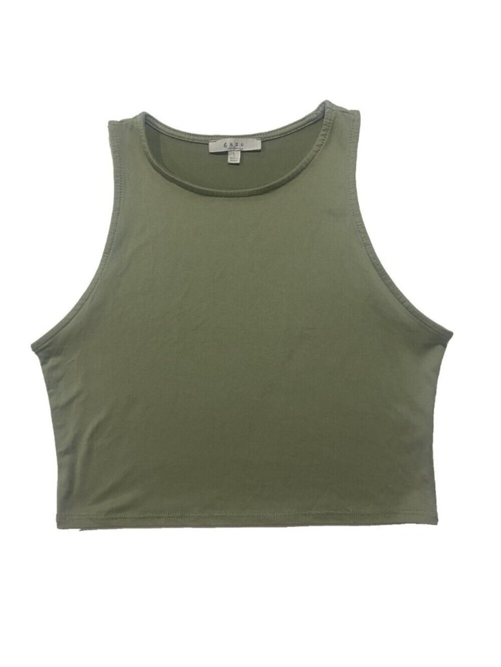 🛍️ 2/$20 ENTIRE SHOP - GAZE High Neck Crop Top Green L Minimalist Clean Girl‎